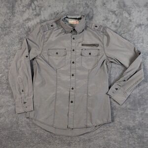 Sovereign Code Long Sleeve Button Up Shirt Men's Medium Gray
